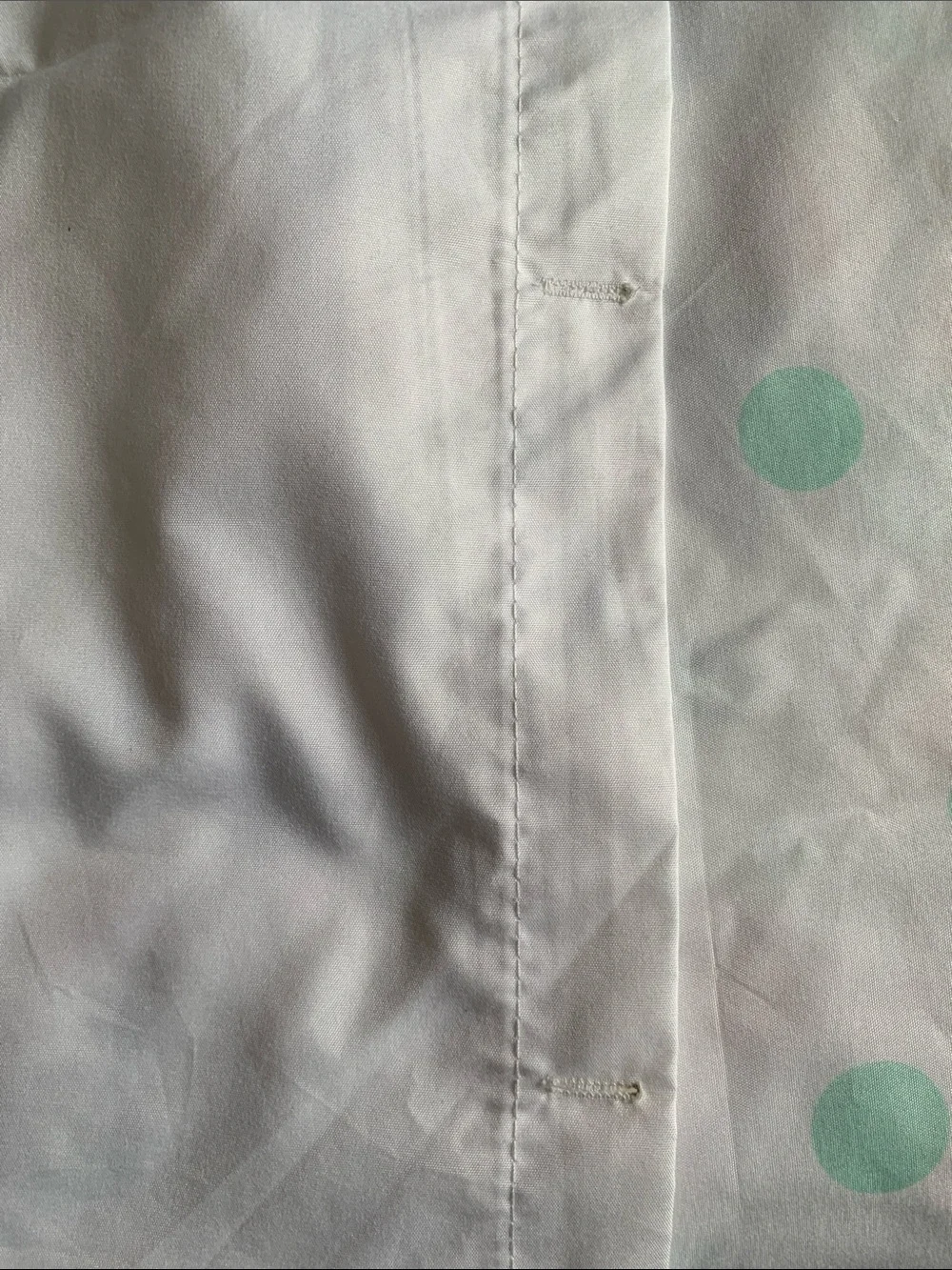 Huntington Home White Shower Curtain with Mint, Peach, Navy & Gray Dots
